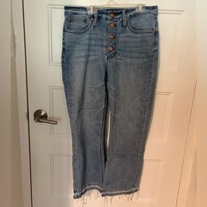 j. crew medium wash, billie denim boot crop jeans
